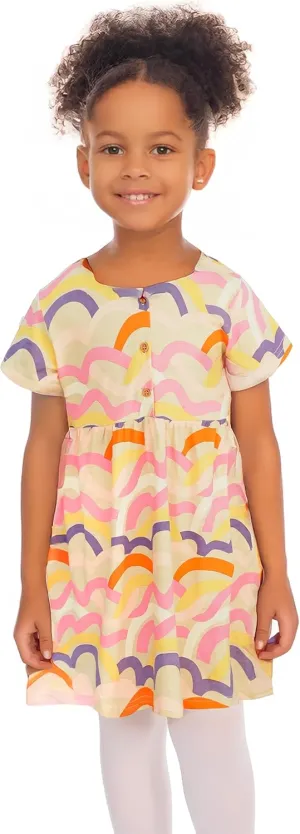 Toddler Girls Colorful Casual Dress Short Sleeve Dress Girls Summer Clothes