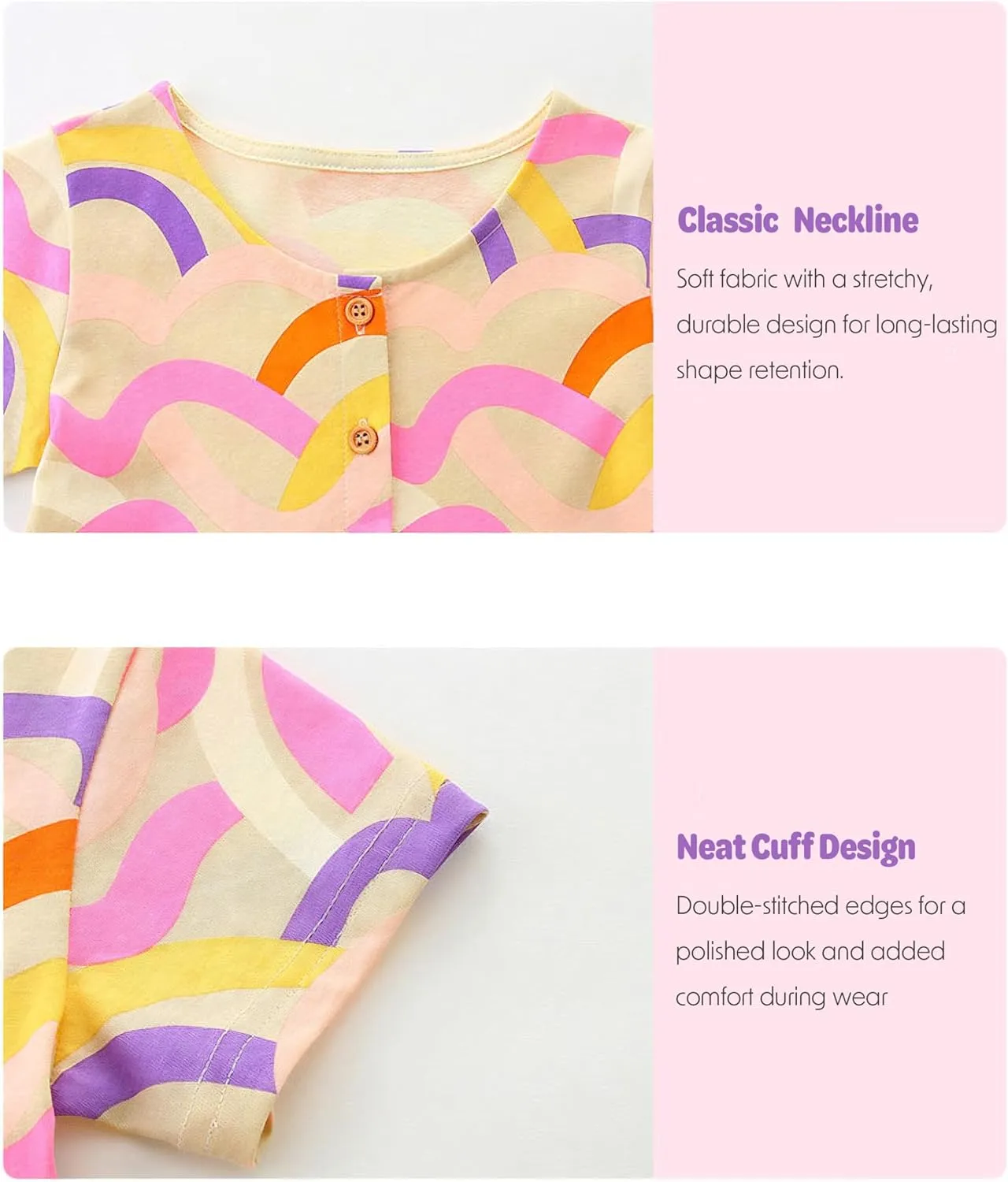 Toddler Girls Colorful Casual Dress Short Sleeve Dress Girls Summer Clothes
