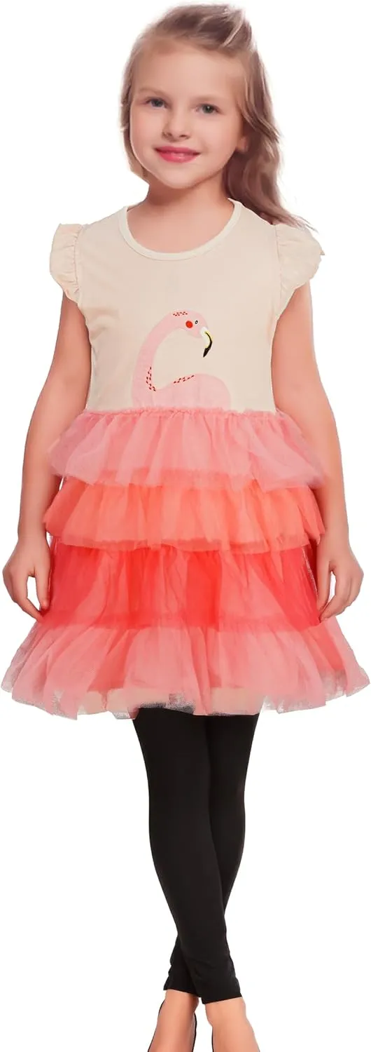 Toddler Girls Colorful Casual Dress Short Sleeve Dress Girls Summer Clothes