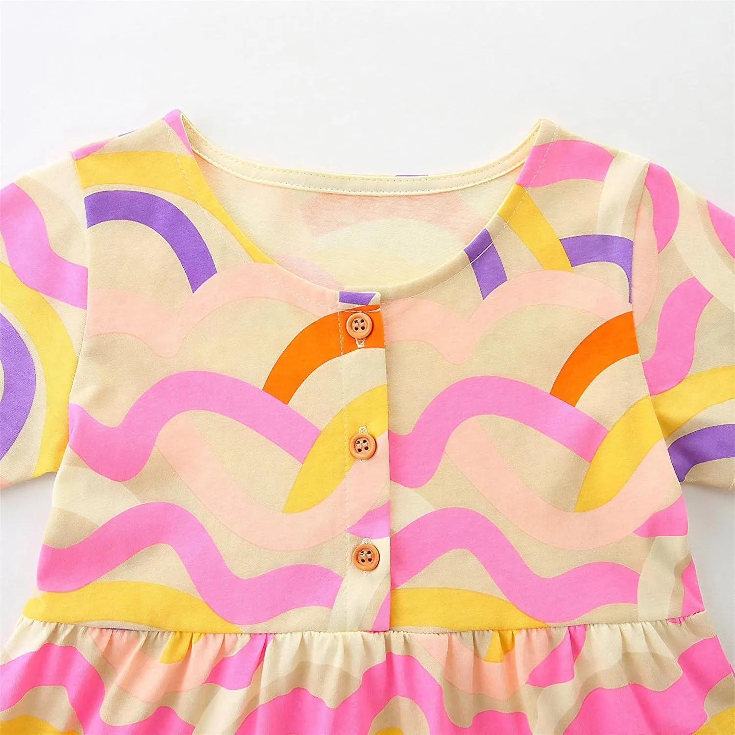 Toddler Girls Colorful Casual Dress Short Sleeve Dress Girls Summer Clothes
