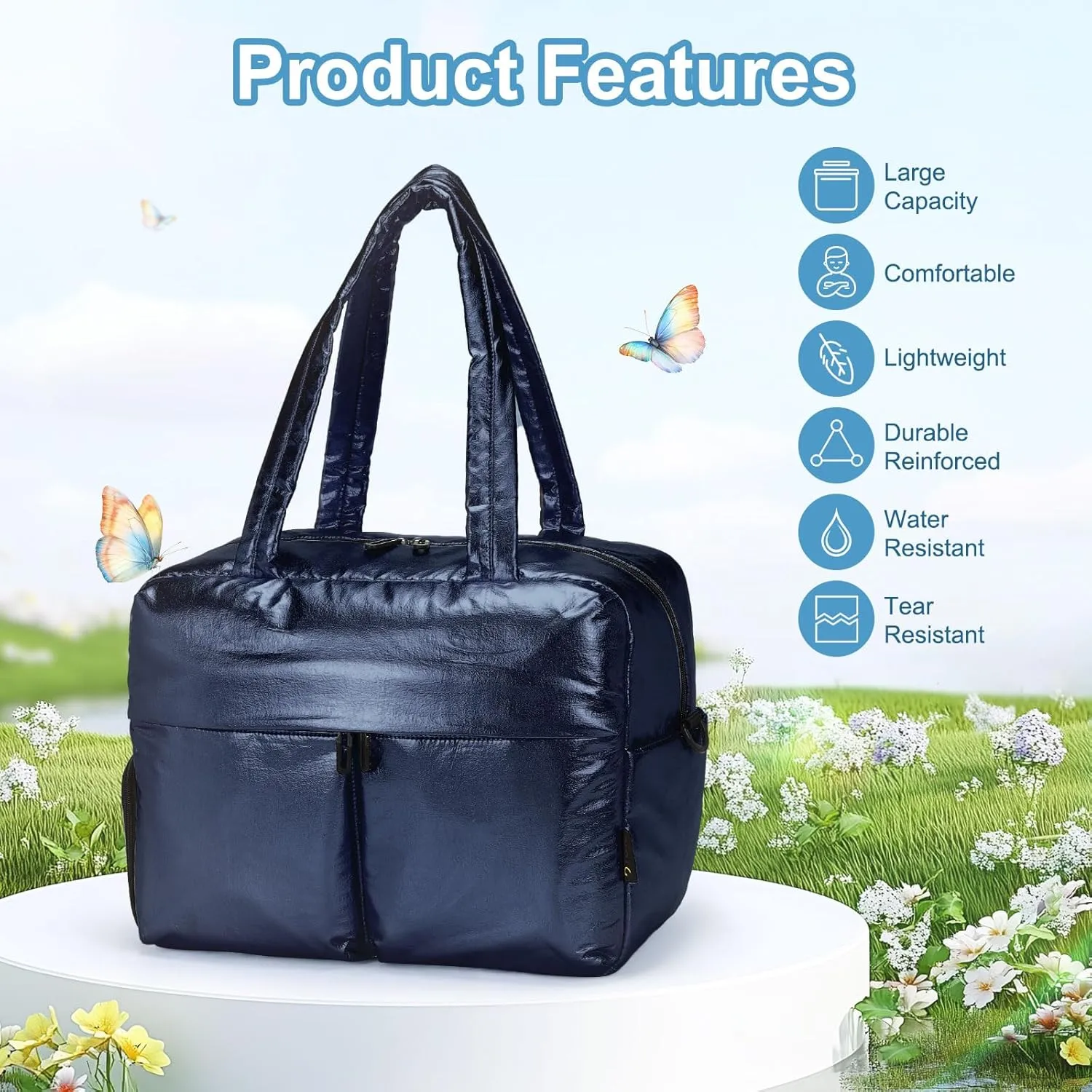 Travel Duffel Bag, 20L Weekend Bag for Women, Gym Bag with Shoes Compartment, Luggage Overnight Carry on Bag with Wet Pocket for Travel Camping, Dark Blue