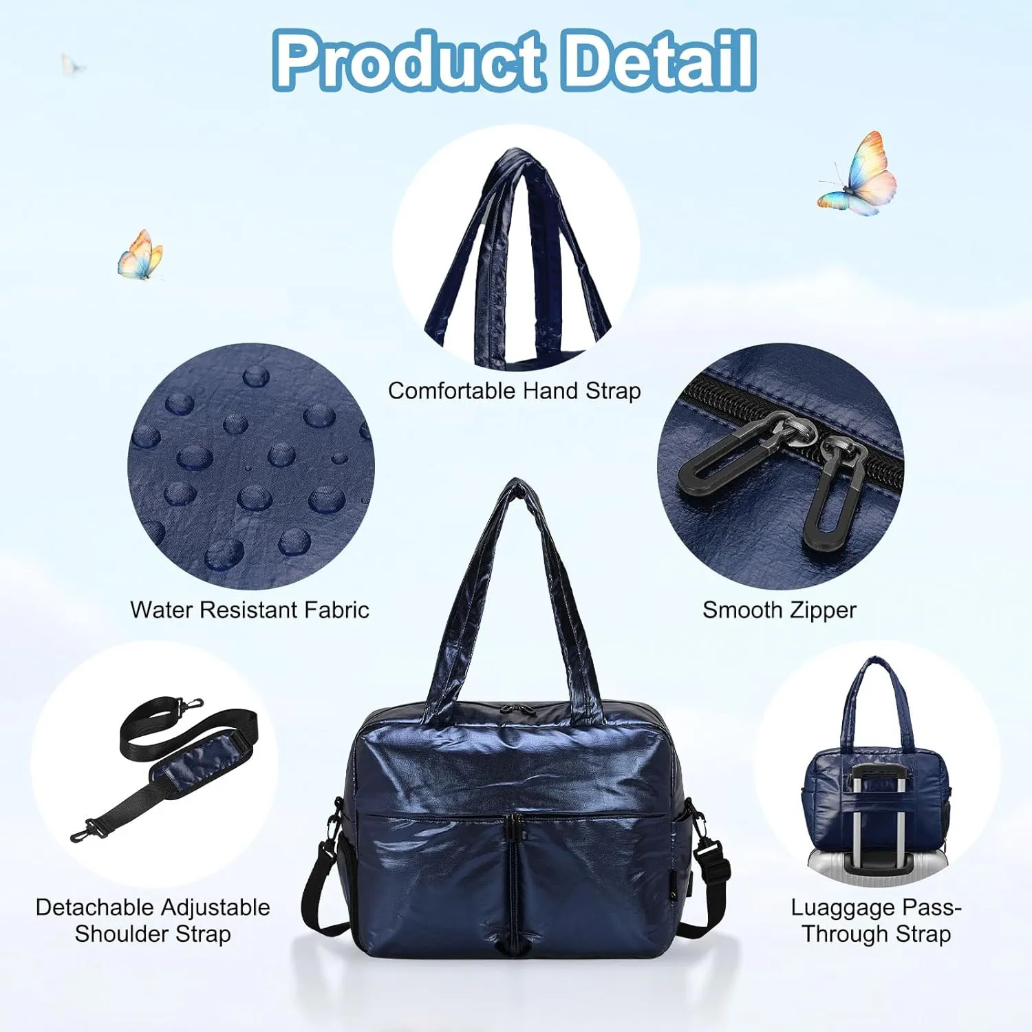 Travel Duffel Bag, 20L Weekend Bag for Women, Gym Bag with Shoes Compartment, Luggage Overnight Carry on Bag with Wet Pocket for Travel Camping, Dark Blue