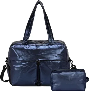 Travel Duffel Bag, 20L Weekend Bag for Women, Gym Bag with Shoes Compartment, Luggage Overnight Carry on Bag with Wet Pocket for Travel Camping, Dark Blue