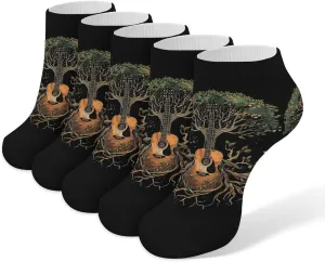 Tree Guitar Life 5 Pairs Low Cut Ankle Socks for Men Women Athletic Running Socks No Show Breathable