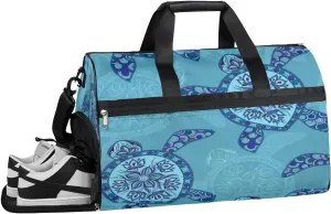 Turtle Pattern Sports Gym Bag with Wet Pocket & Shoes Compartment Waterproof Workout Duffel Bag for Women and Men Weekender Overnight Duffle Bag Travel Carry-on Tote
