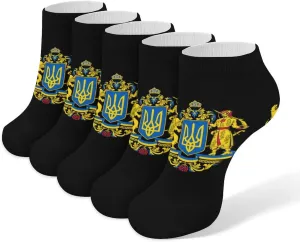 Ukraine Coat of Arms 5 Pairs Low Cut Ankle Socks for Men Women Athletic Running Socks No Show Breathable