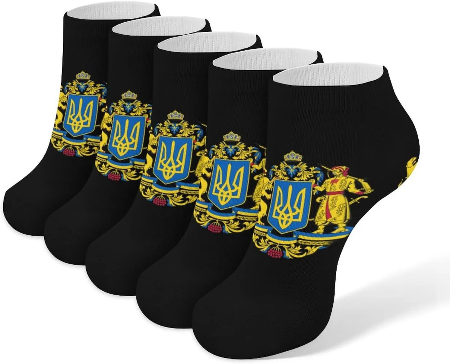 Ukraine Coat of Arms 5 Pairs Low Cut Ankle Socks for Men Women Athletic Running Socks No Show Breathable