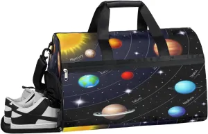 Universe Galaxy Solar System Sports Gym Bag with Wet Pocket & Shoes Compartment Waterproof Workout Duffel Bag for Women and Men Weekender Overnight Duffle Bag Travel Carry-on Tote