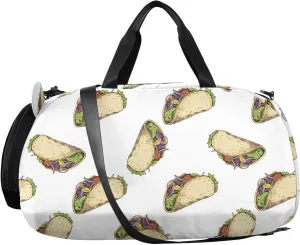 VIGTRO Retro Mexican Rolls Kids Overnight Travel Duffel Bag Sport Gym Bag for Boys Girls with Shoe Compartment, Carry On Weekender Luggage Bag for Dance Swim Yoga