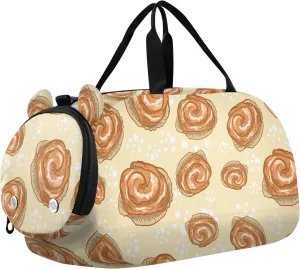 VIGTRO Yummy Cinnamon Rolls Kids Overnight Travel Duffel Bag Sport Gym Bag for Boys Girls with Shoe Compartment, Carry On Weekender Luggage Bag for Dance Swim Yoga