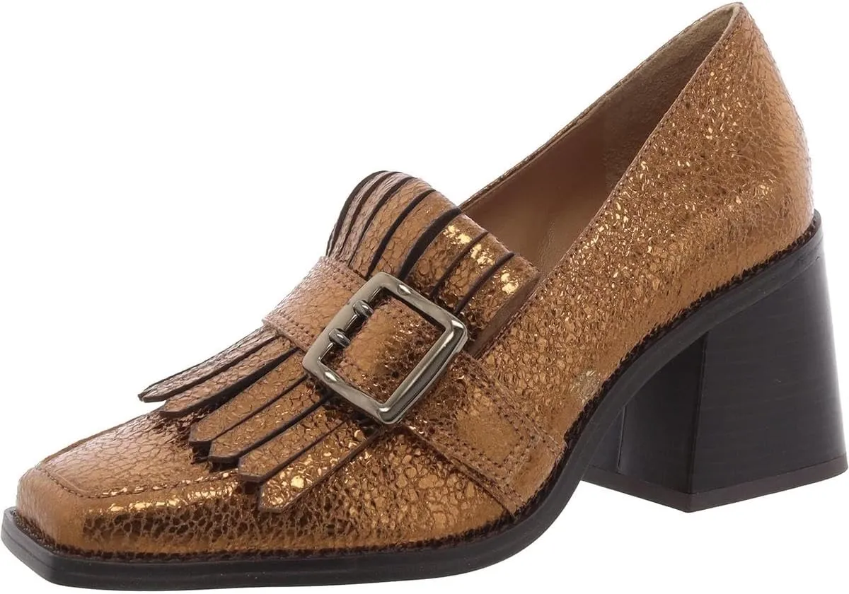 Vince Camuto Womens Sedna Leather Square Toe Loafers Gold 6 Medium (B,M)