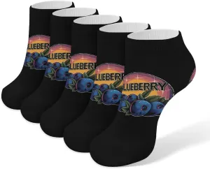 Vintage Blueberry 5 Pairs Low Cut Ankle Socks for Men Women Athletic Running Socks No Show Breathable