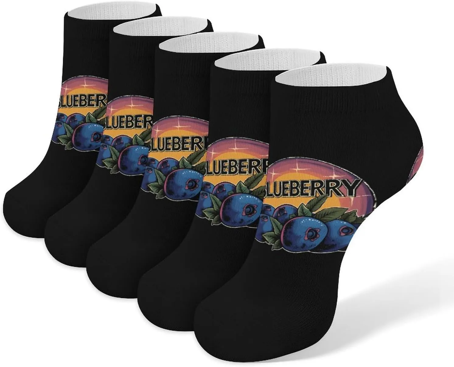 Vintage Blueberry 5 Pairs Low Cut Ankle Socks for Men Women Athletic Running Socks No Show Breathable