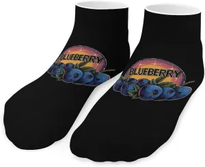 Vintage Blueberry Cute Ankle Socks 1 Pairs Low Cut No Show Sock Breathable Stocking for Men Women