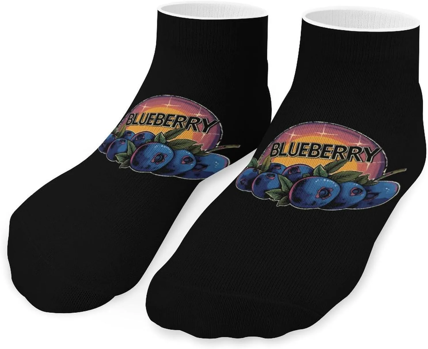 Vintage Blueberry Cute Ankle Socks 1 Pairs Low Cut No Show Sock Breathable Stocking for Men Women