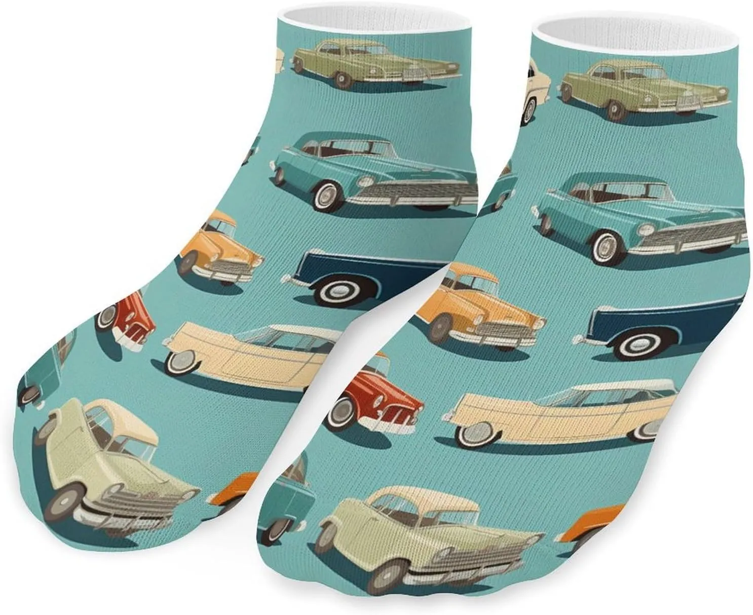 Vintage Car Cute Ankle Socks 1 Pairs Low Cut No Show Sock Breathable Stocking for Men Women