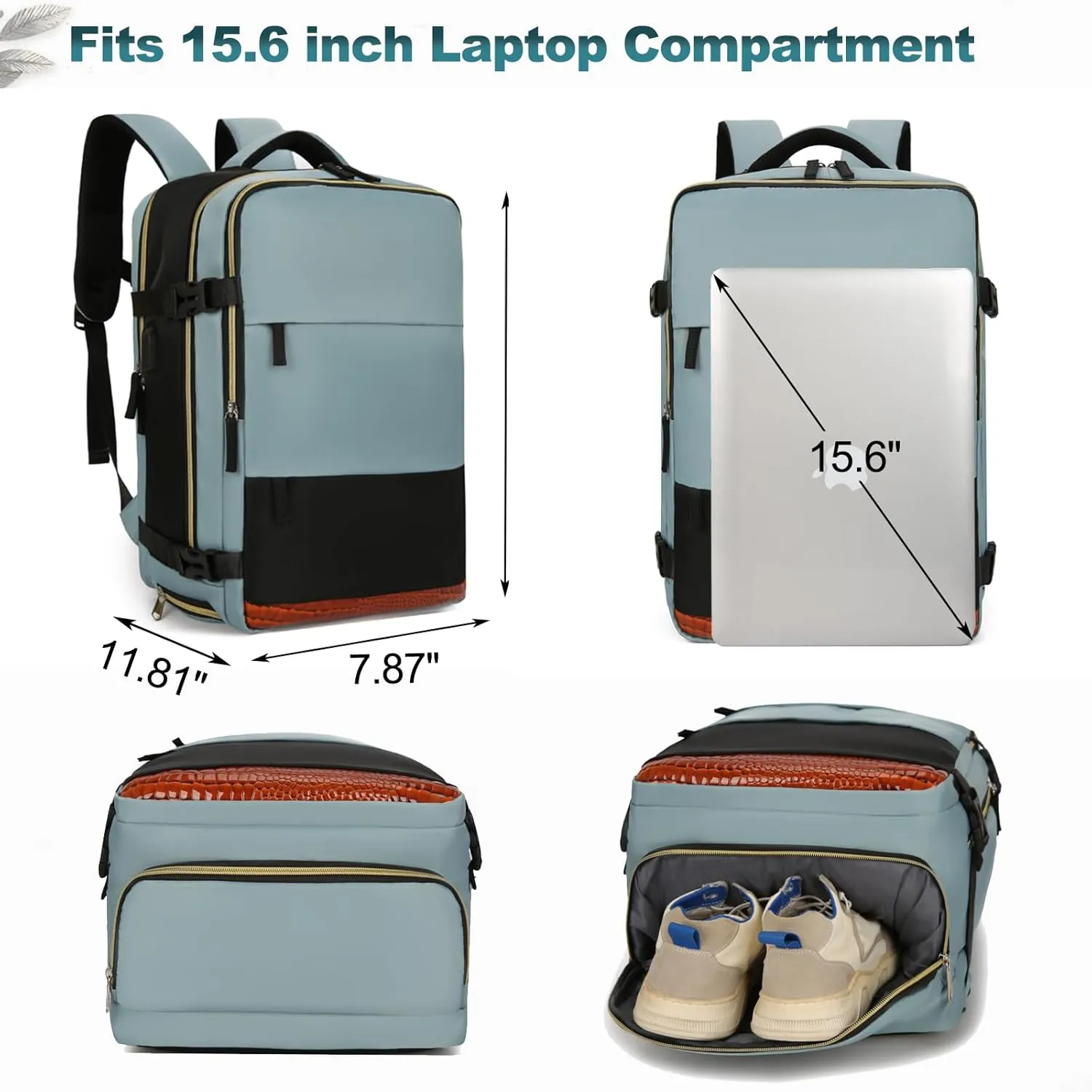 VODIU Travel Backpack For Women Men, Carry On Backpack For Weekender Hiking,Laptop Backpack Flight Approved,Personal Item Travel Bag With Usb Charging Port & Shoe Pouch