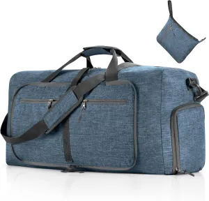 Vomgomfom Travel Duffle Bag for Men, 65L 85L 115L Foldable Travel Duffel Bag with Shoes Compartment Overnight Bag for Men Women, C Blue, 115L, Luggage Bag