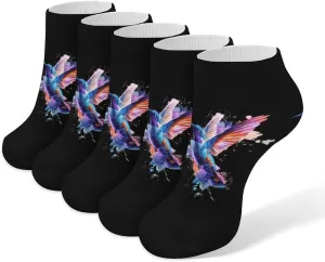 Watercolor Hummingbird 5 Pairs Low Cut Ankle Socks for Men Women Athletic Running Socks No Show Breathable