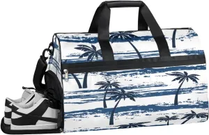 Watercolour Palm Tree Sports Gym Bag with Wet Pocket & Shoes Compartment Waterproof Workout Duffel Bag for Women and Men Weekender Overnight Duffle Bag Travel Carry-on Tote