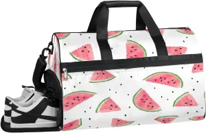 Watermelon Summer Sports Gym Bag with Wet Pocket & Shoes Compartment Waterproof Workout Duffel Bag for Women and Men Weekender Overnight Duffle Bag Travel Carry-on Tote