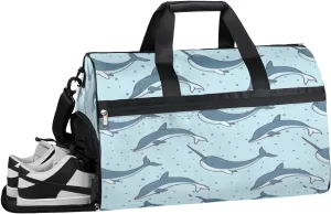 Whale Pattern Sports Gym Bag with Wet Pocket & Shoes Compartment Waterproof Workout Duffel Bag for Women and Men Weekender Overnight Duffle Bag Travel Carry-on Tote