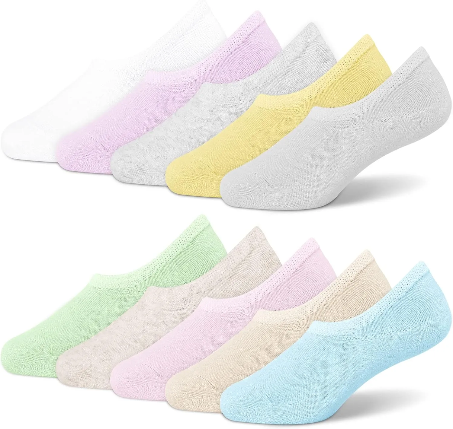 Witwot 10 Pairs No Show Socks for Kids Girls Boys Non Slip Low Cut Ankle Socks