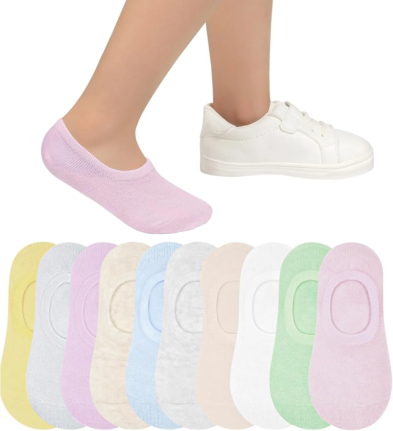 Witwot 10 Pairs No Show Socks for Kids Girls Boys Non Slip Low Cut Ankle Socks