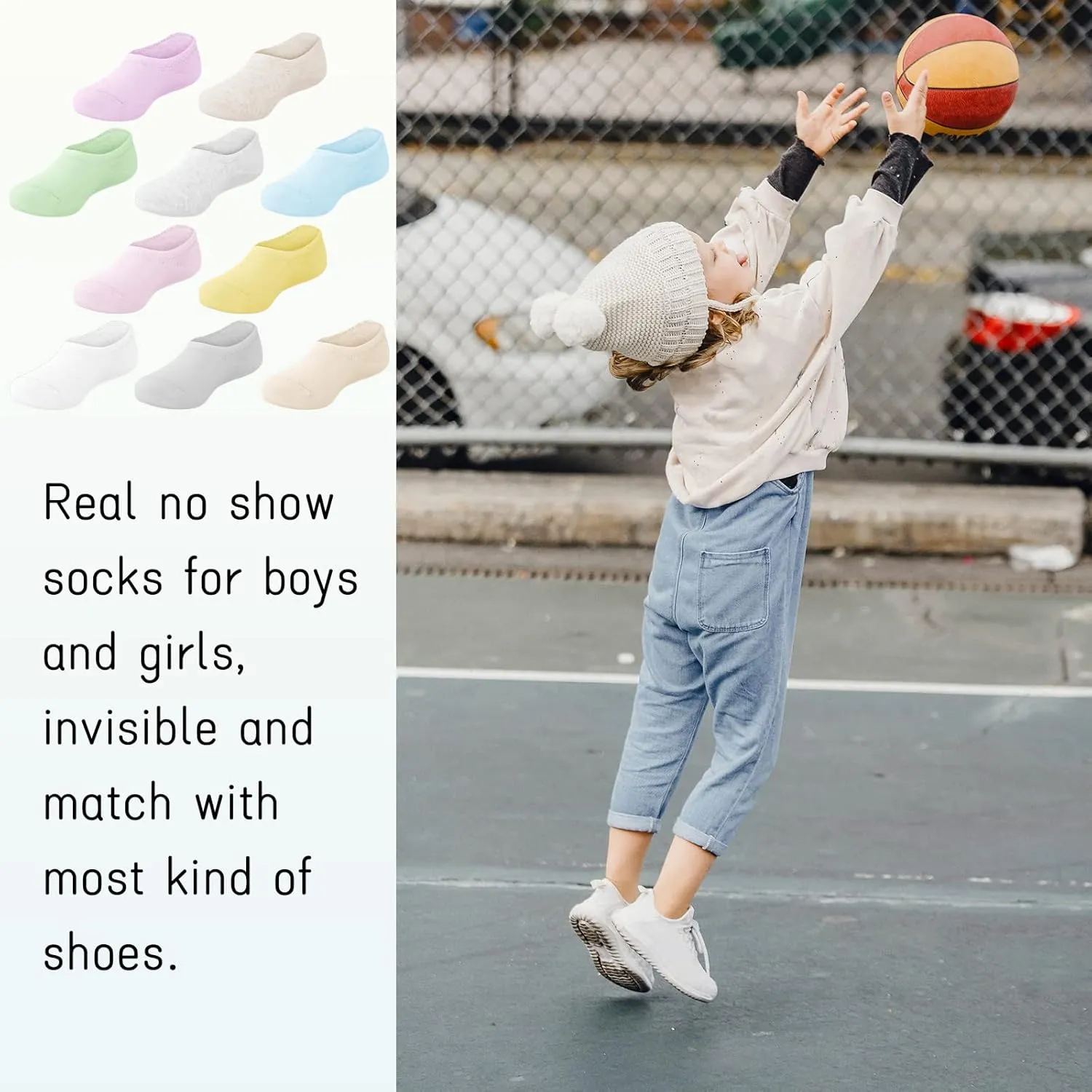 Witwot 10 Pairs No Show Socks for Kids Girls Boys Non Slip Low Cut Ankle Socks