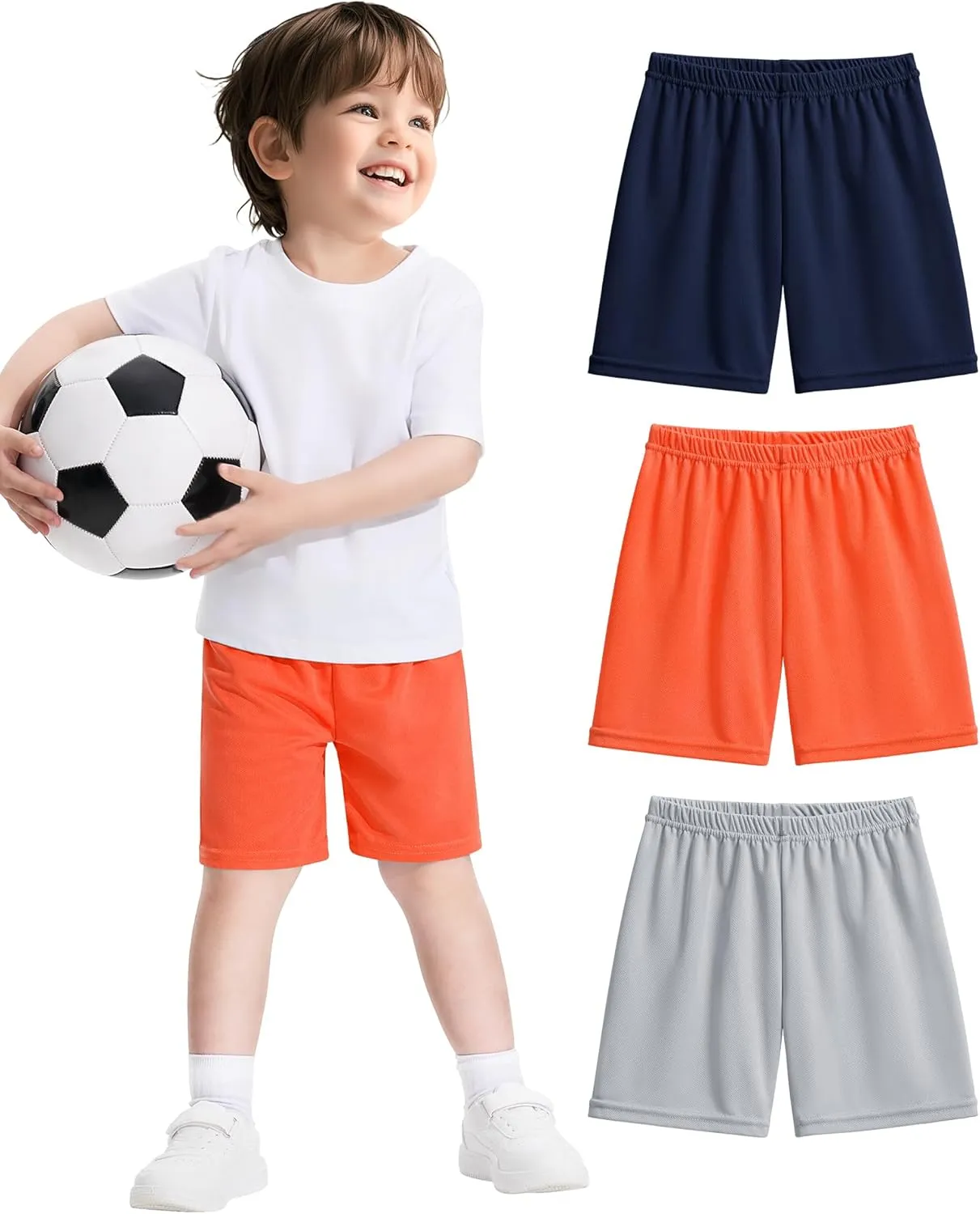 Witwot 3 Pack Toddler Boys Athletic Basketball Shorts Baby Boy Soccer Shorts Summer Clothes Size 2-5T