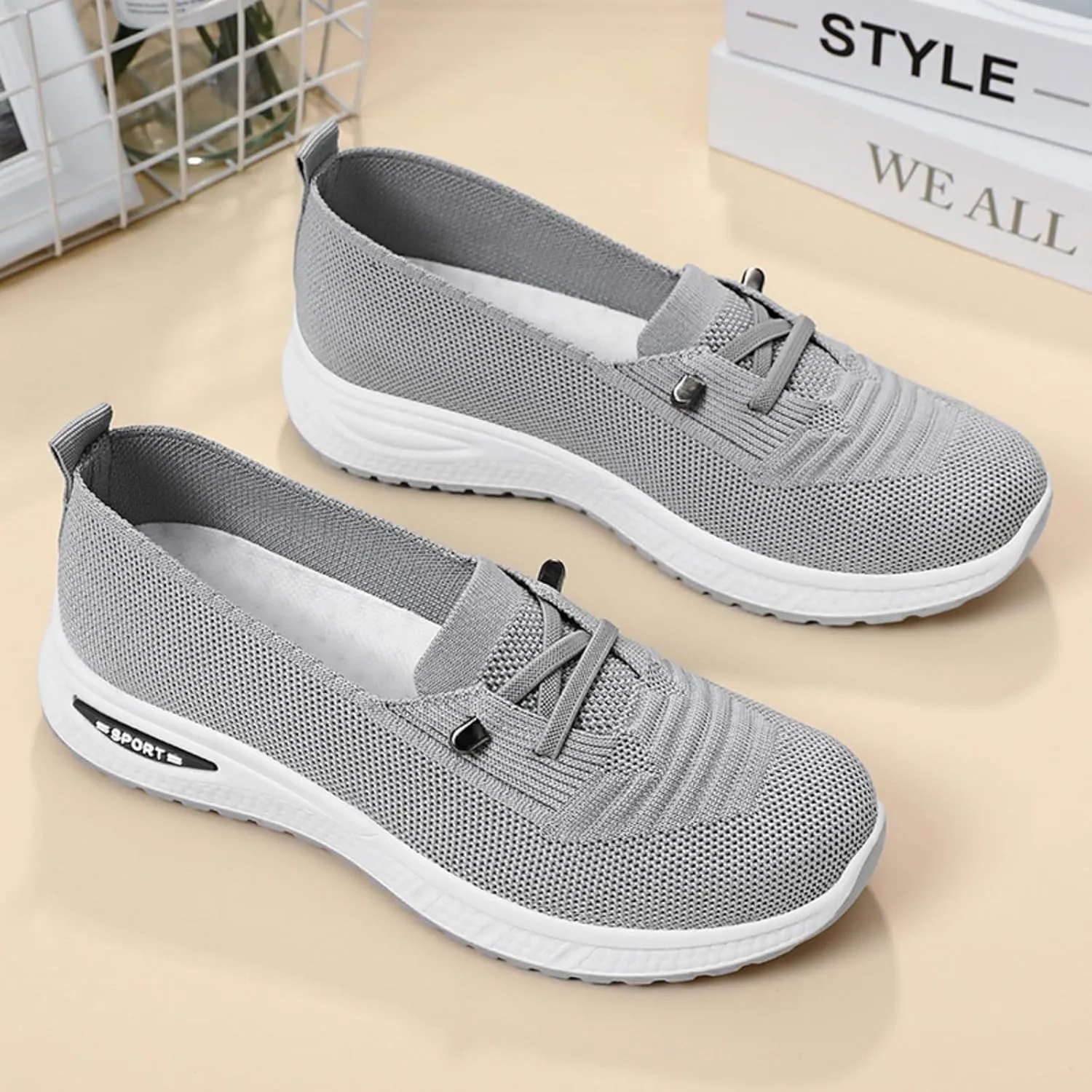 Women Comfy Orthopedic Walking Shoes, 2025 New Orthopedic Women's Breathable Slip On Arch Support Non-Slip Sneakers Lightweight Walking Sneakers for Plantar Fasciitis