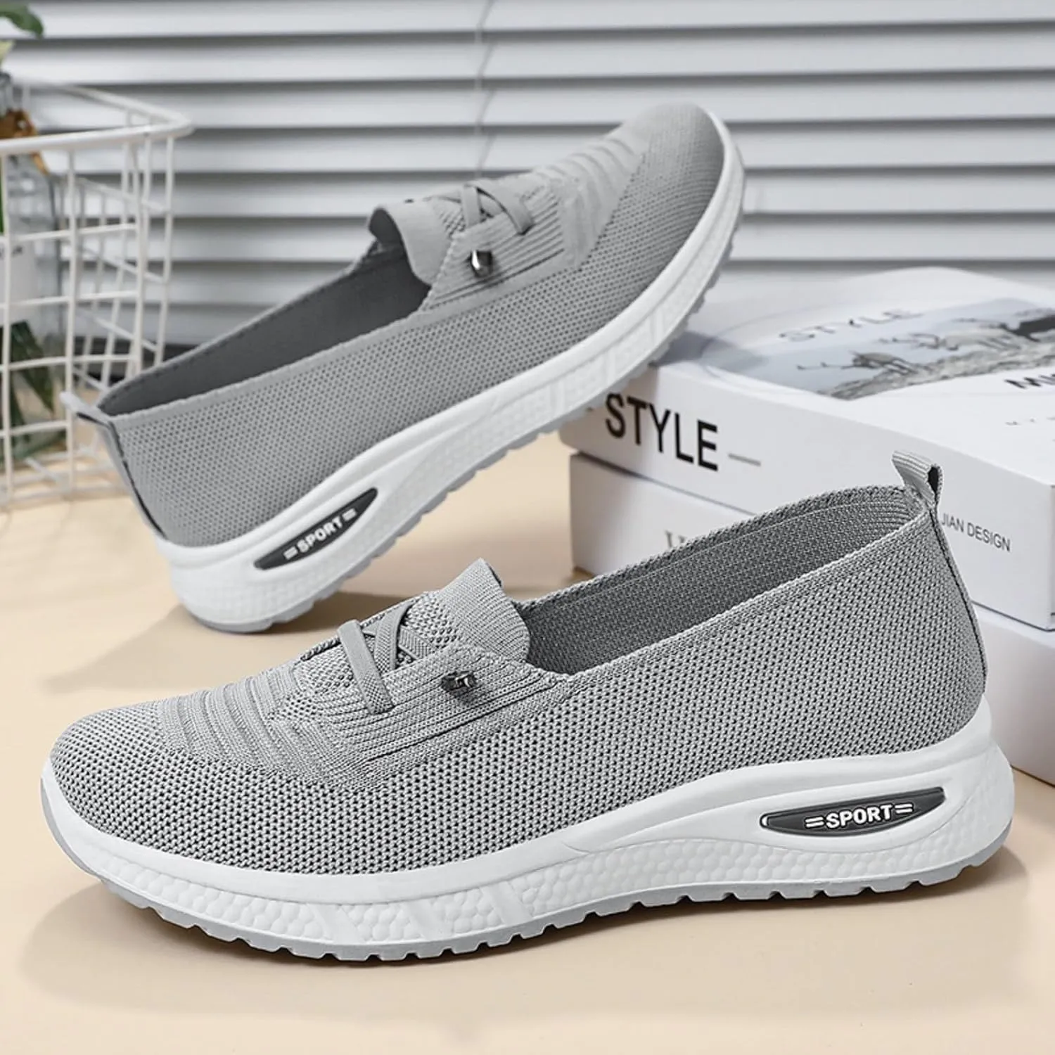 Women Comfy Orthopedic Walking Shoes, 2025 New Orthopedic Women's Breathable Slip On Arch Support Non-Slip Sneakers Lightweight Walking Sneakers for Plantar Fasciitis