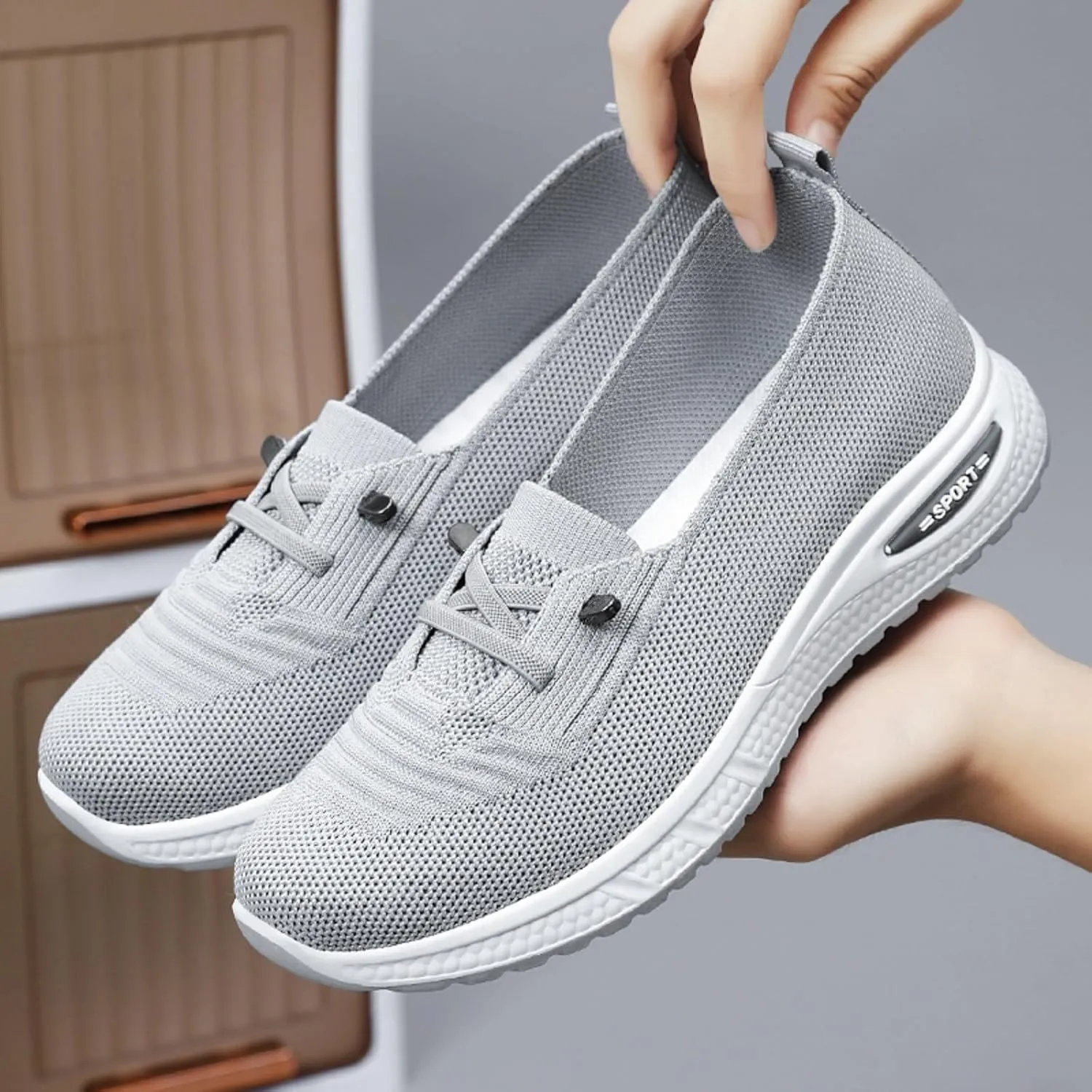 Women Comfy Orthopedic Walking Shoes, 2025 New Orthopedic Women's Breathable Slip On Arch Support Non-Slip Sneakers Lightweight Walking Sneakers for Plantar Fasciitis