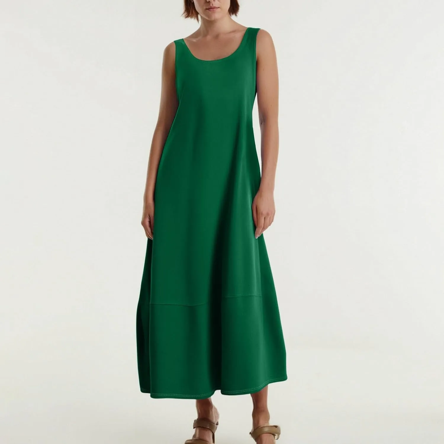 Women Dresses Casual Scoop Neck Maxi Dress Sleeveless Beach Vacation Tank Dress Flowy 2025 Summer Loose Sundress