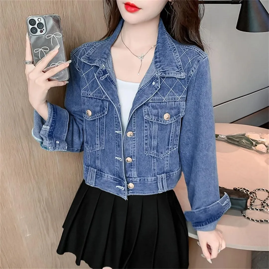 Women Plus Size Denim Jacket Slim Fit Jacket Bomber Jacket Korean Winter Outer