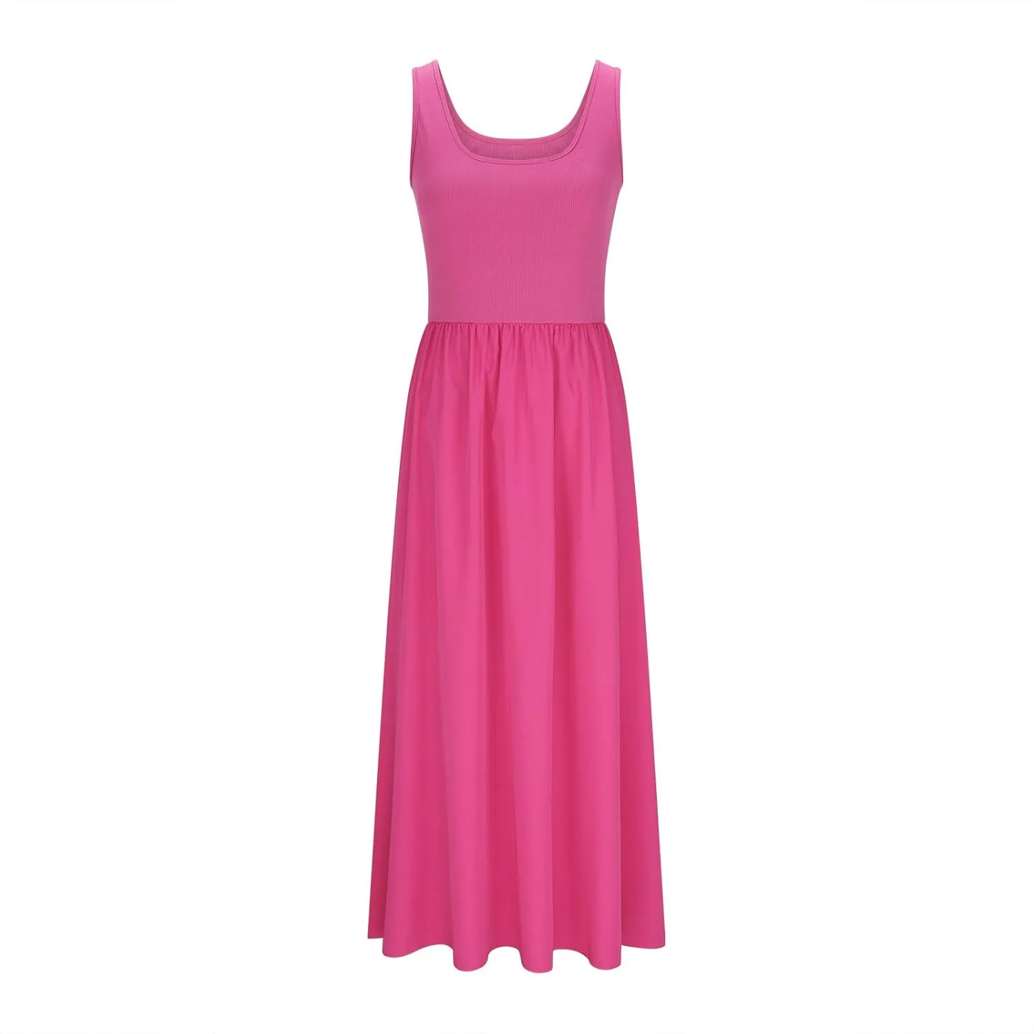 Women Summer Sleeveless Square Neck Maxi Tank Dress 2025 Casual Flowy Cocktail Party Beach Vacation Sundress with Pocket