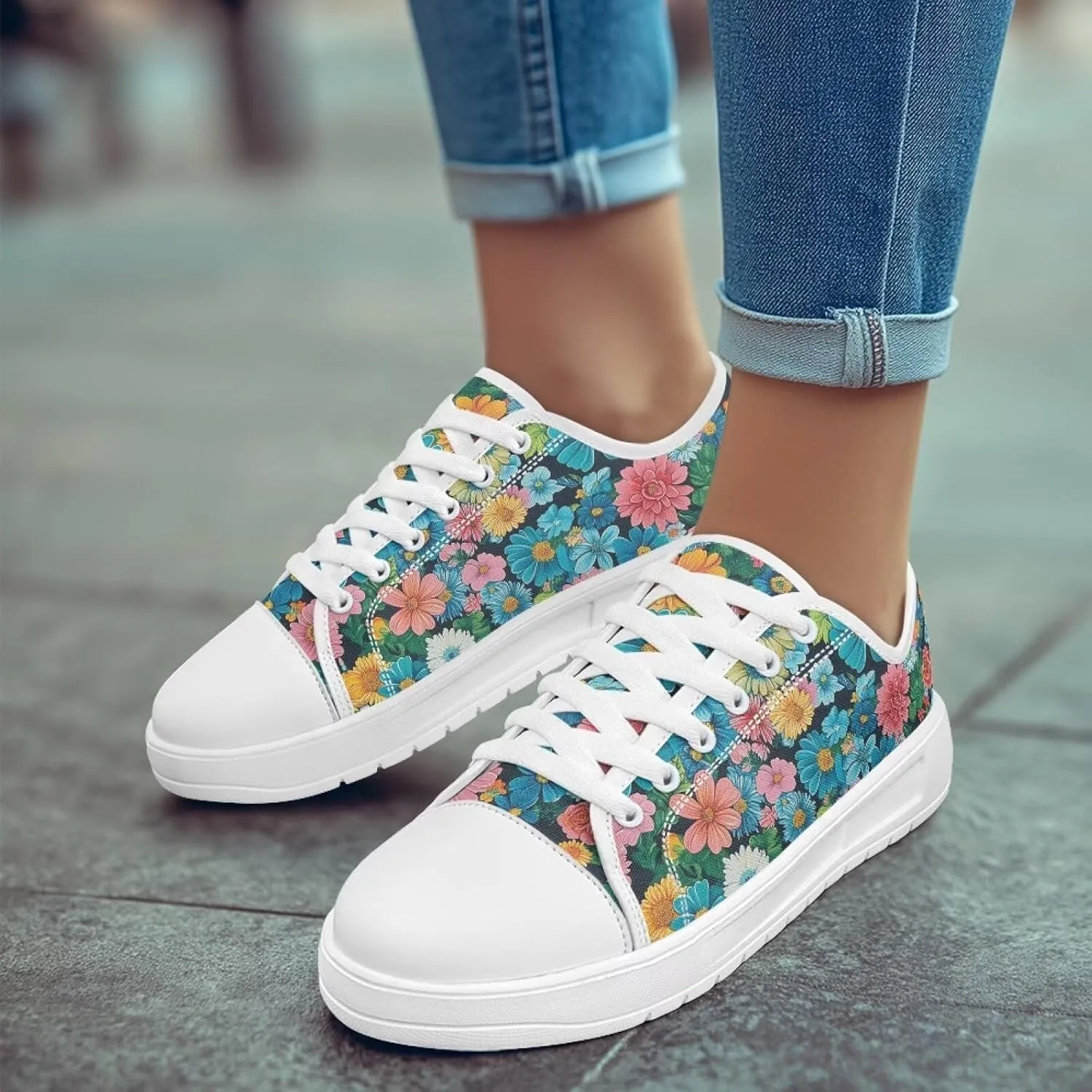 Womens Canvas Sneakers Flower Shoes for Women Lightweight & Comfort Casual Shoes