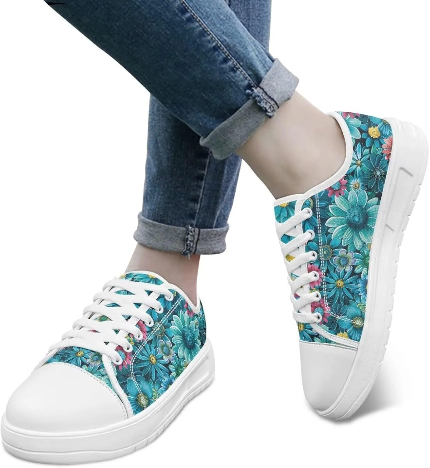 Womens Canvas Sneakers Flower Shoes for Women Lightweight & Comfort Casual Shoes