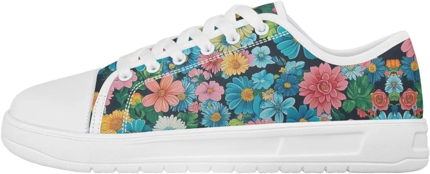 Womens Canvas Sneakers Flower Shoes for Women Lightweight & Comfort Casual Shoes