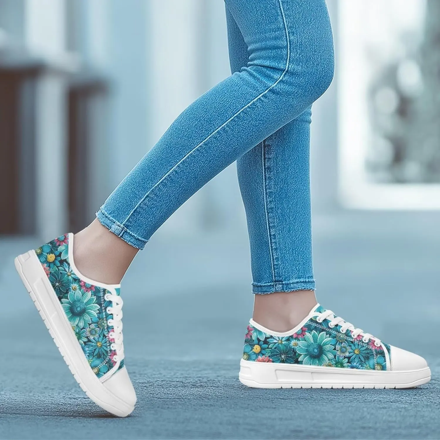 Womens Canvas Sneakers Flower Shoes for Women Lightweight & Comfort Casual Shoes