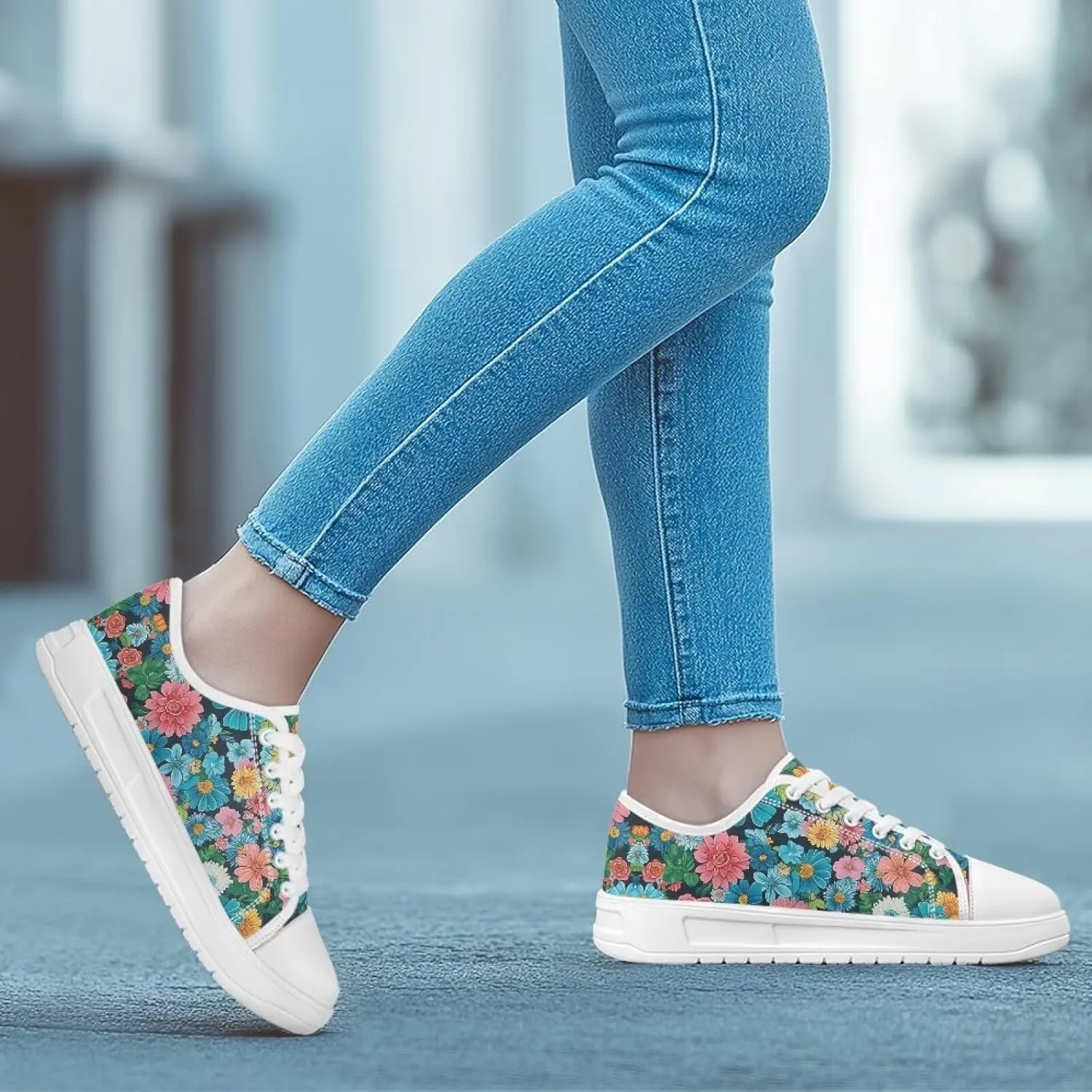 Womens Canvas Sneakers Flower Shoes for Women Lightweight & Comfort Casual Shoes