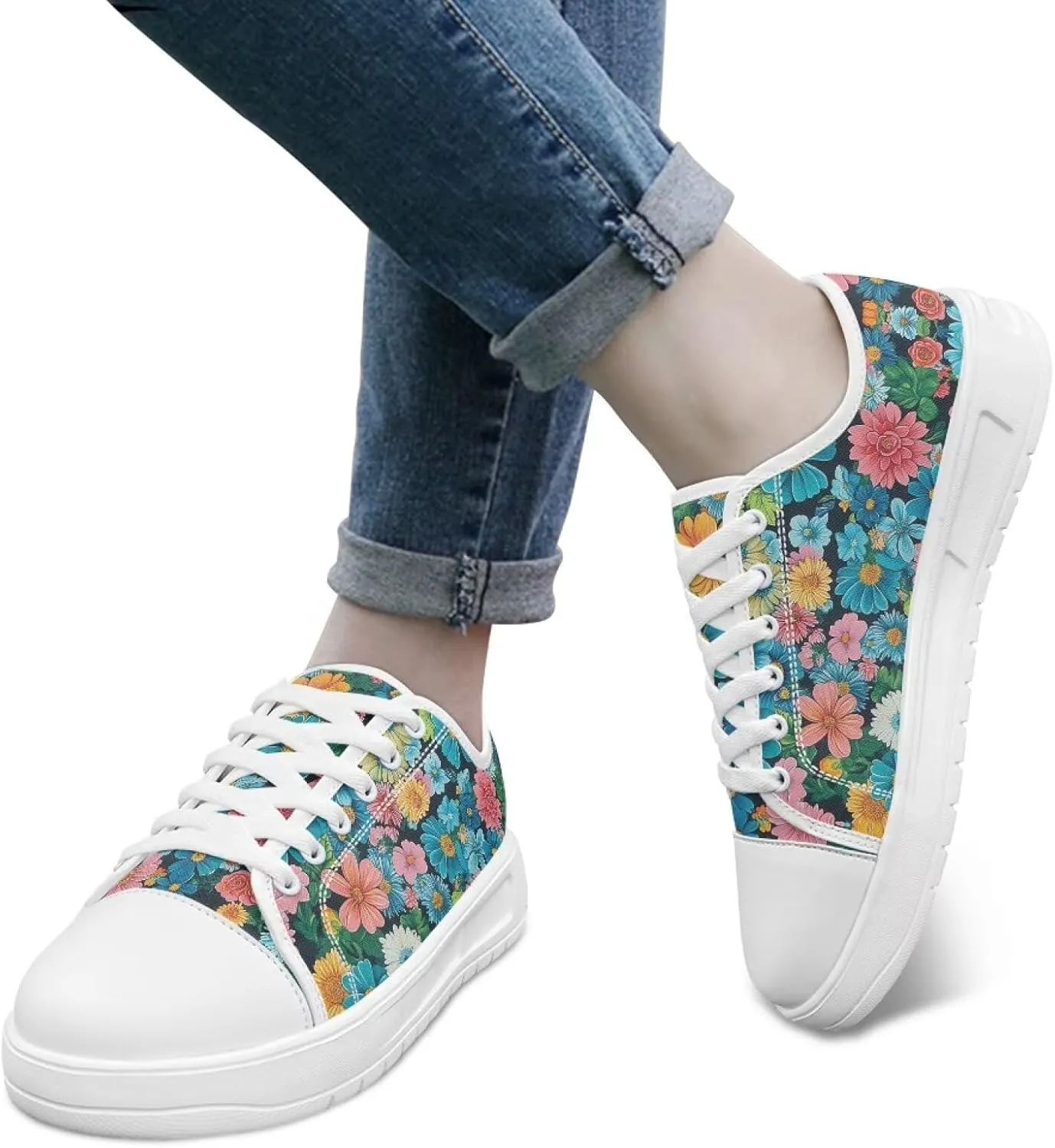 Womens Canvas Sneakers Flower Shoes for Women Lightweight & Comfort Casual Shoes