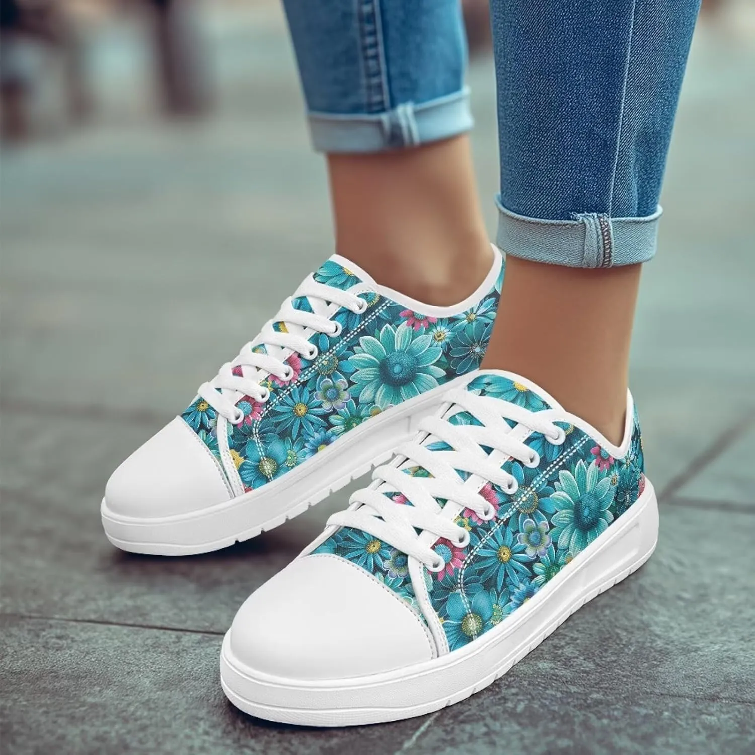 Womens Canvas Sneakers Flower Shoes for Women Lightweight & Comfort Casual Shoes