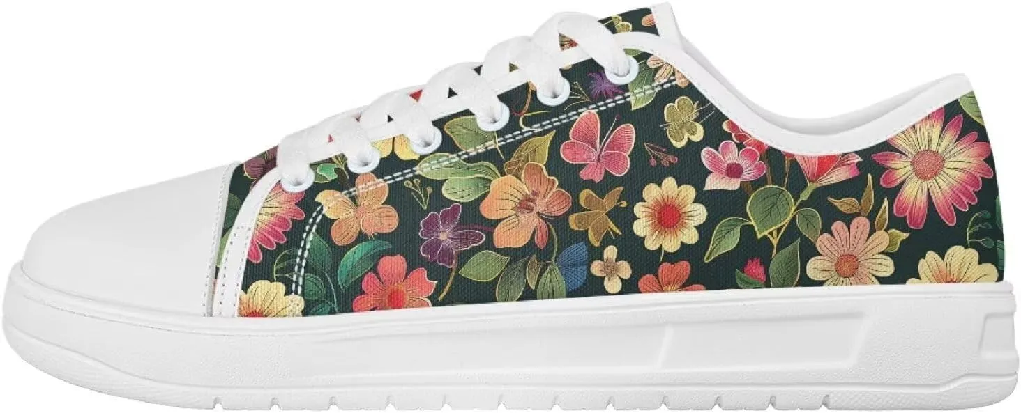 Womens Casual Sneakers Flower Shoes for Women Lightweight & Comfort Canvas Shoes