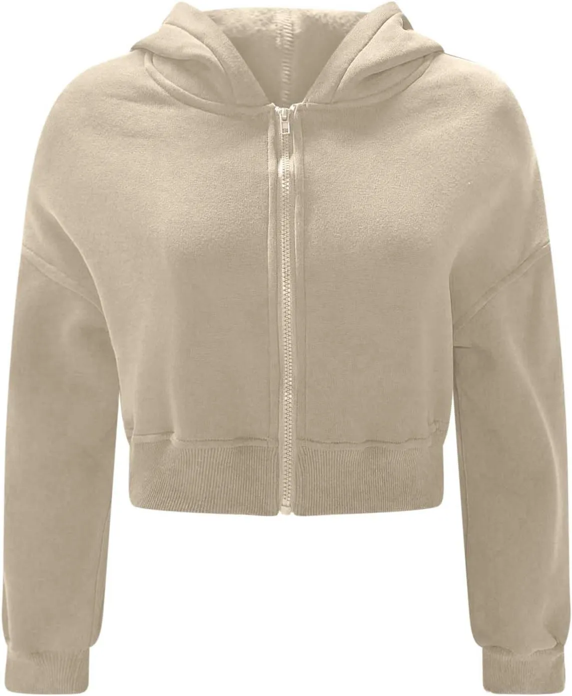 Women's Cute Pullover Half Zipper Cropped Sweatshirts, Winter Long Sleeve V Neck Knit, Fashion Hoodies Tops