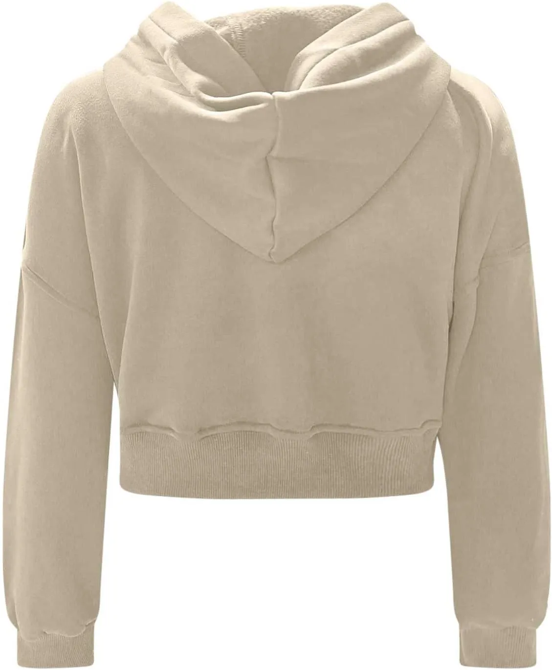 Women's Cute Pullover Half Zipper Cropped Sweatshirts, Winter Long Sleeve V Neck Knit, Fashion Hoodies Tops