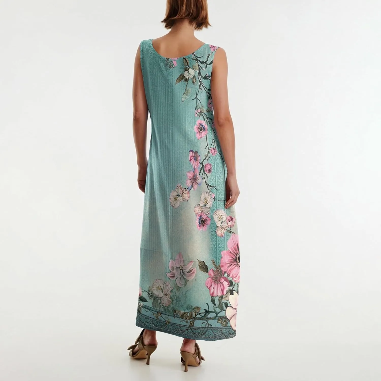 Womens Dresses Sleeveless Scoop Neck Tank Dress Loose Flowy Sundress 2025 Summer Beach Vacation Casual Maxi Dress
