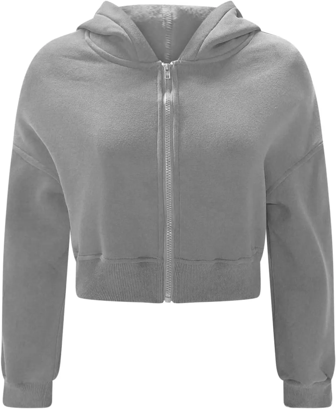 Women's Half Zipper Cropped Sweatshirts Hoodies,Casual V Neck Long Sleeve Pullover Tunic Comfy Basic Tops