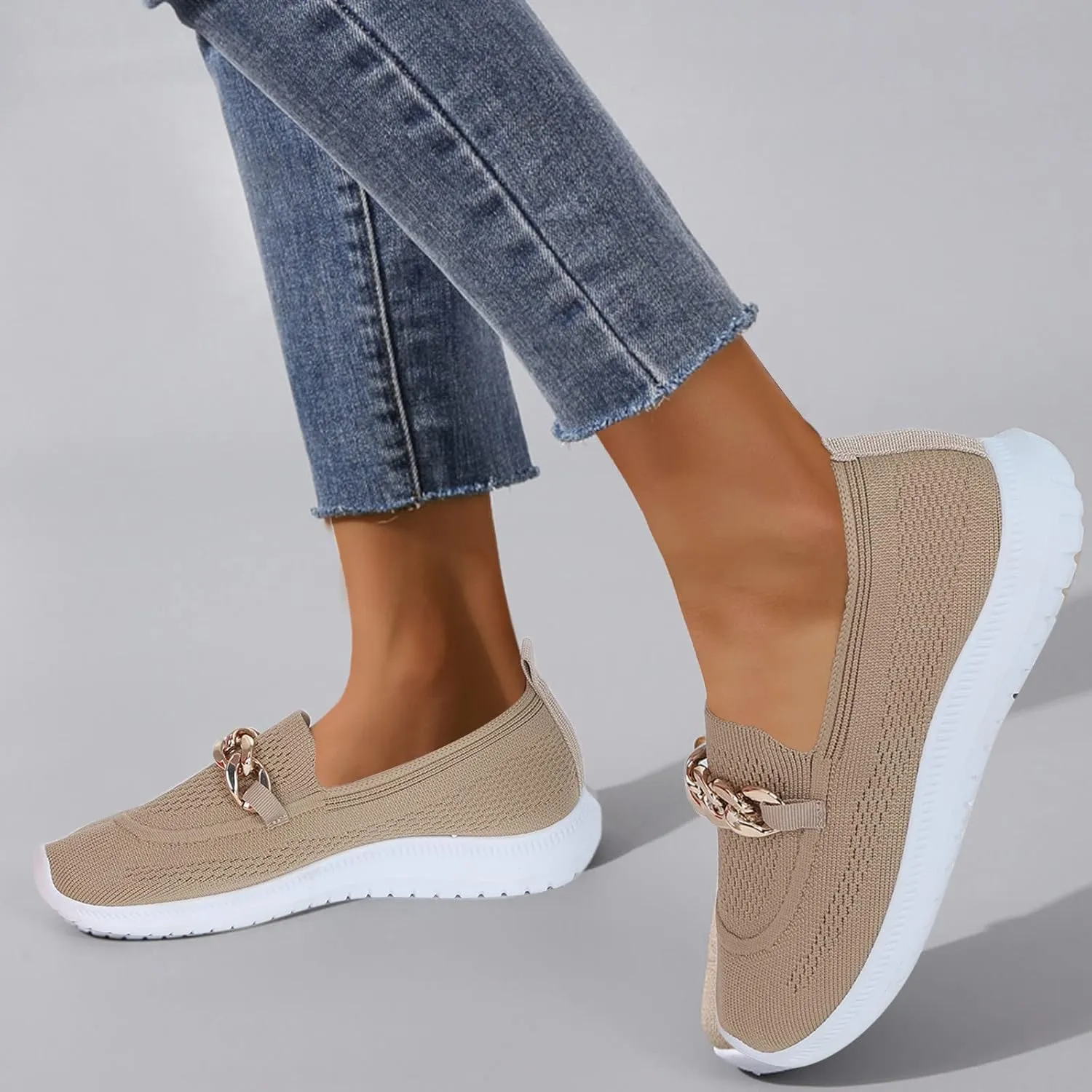 Women's Lightweight Knit Loafers Driving Loafer Casual Slip On Flat Comfortable Boat Shoes Flat Breathable Shoes Lightweight Classic Comfort Casual Walking Shoes Dressy Work Flats Shoes Women