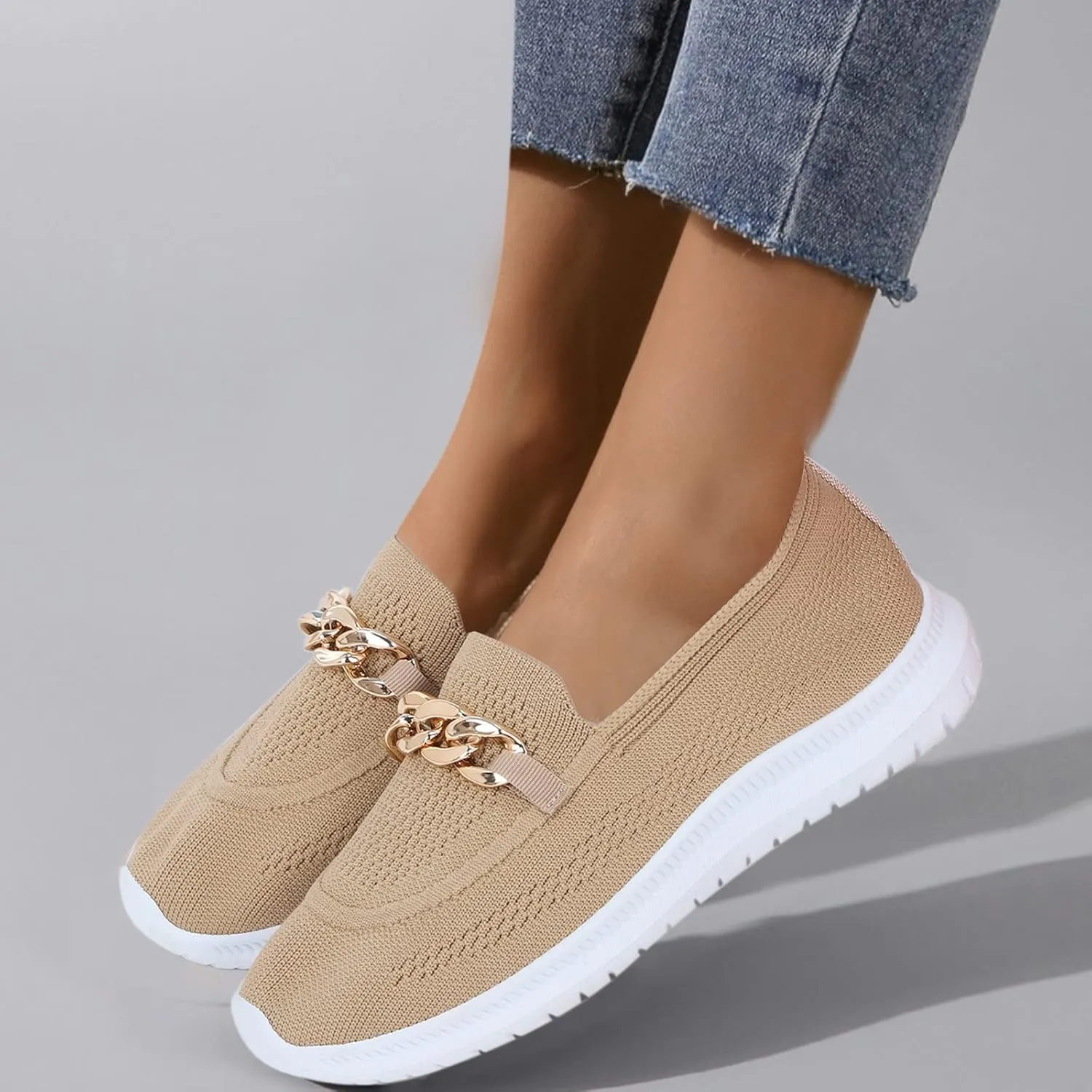 Women's Lightweight Knit Loafers Driving Loafer Casual Slip On Flat Comfortable Boat Shoes Flat Breathable Shoes Lightweight Classic Comfort Casual Walking Shoes Dressy Work Flats Shoes Women